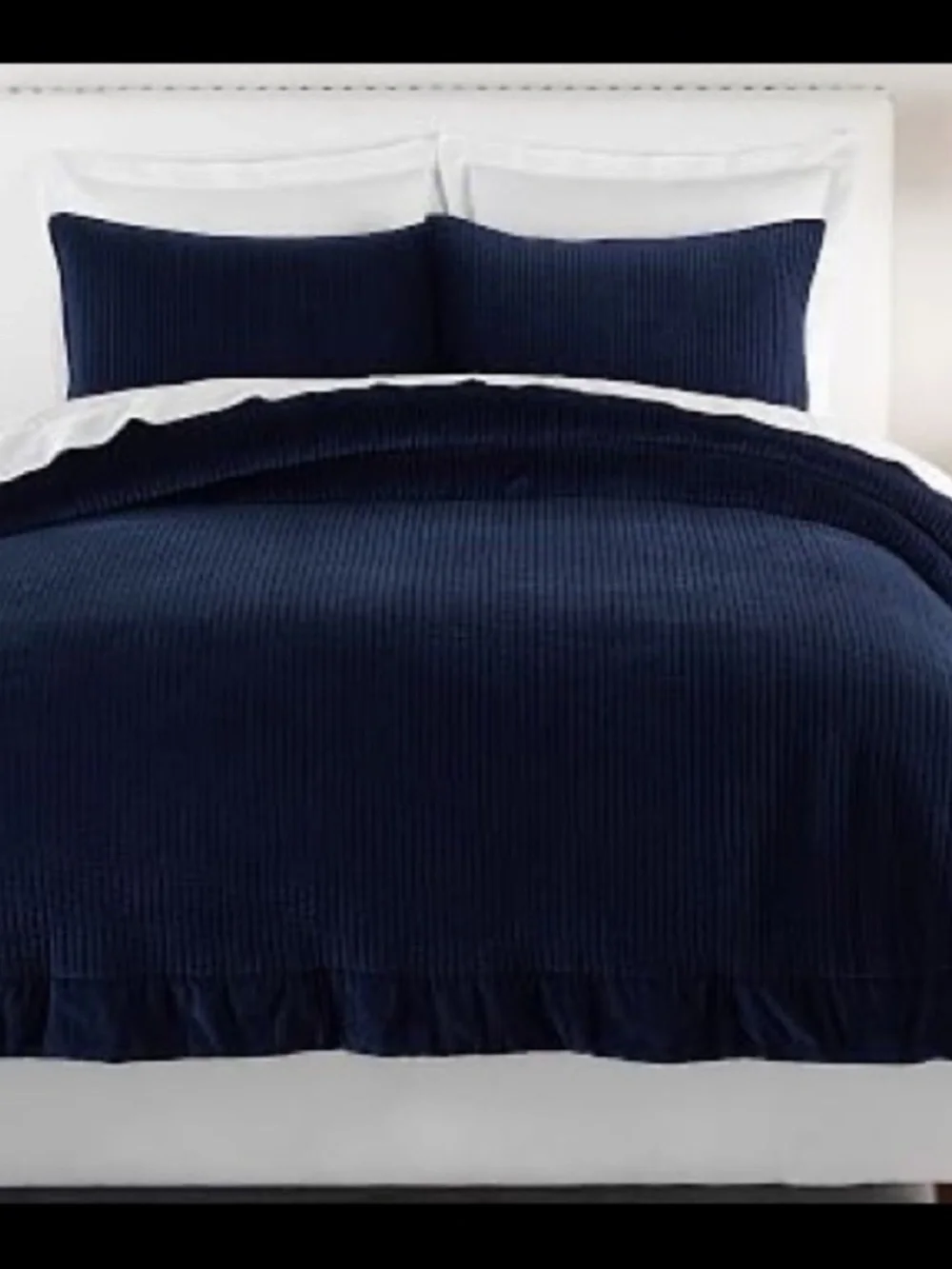 Pottery Barn Velvet Channel Sham Euro Twilight Blue NWT 26x26